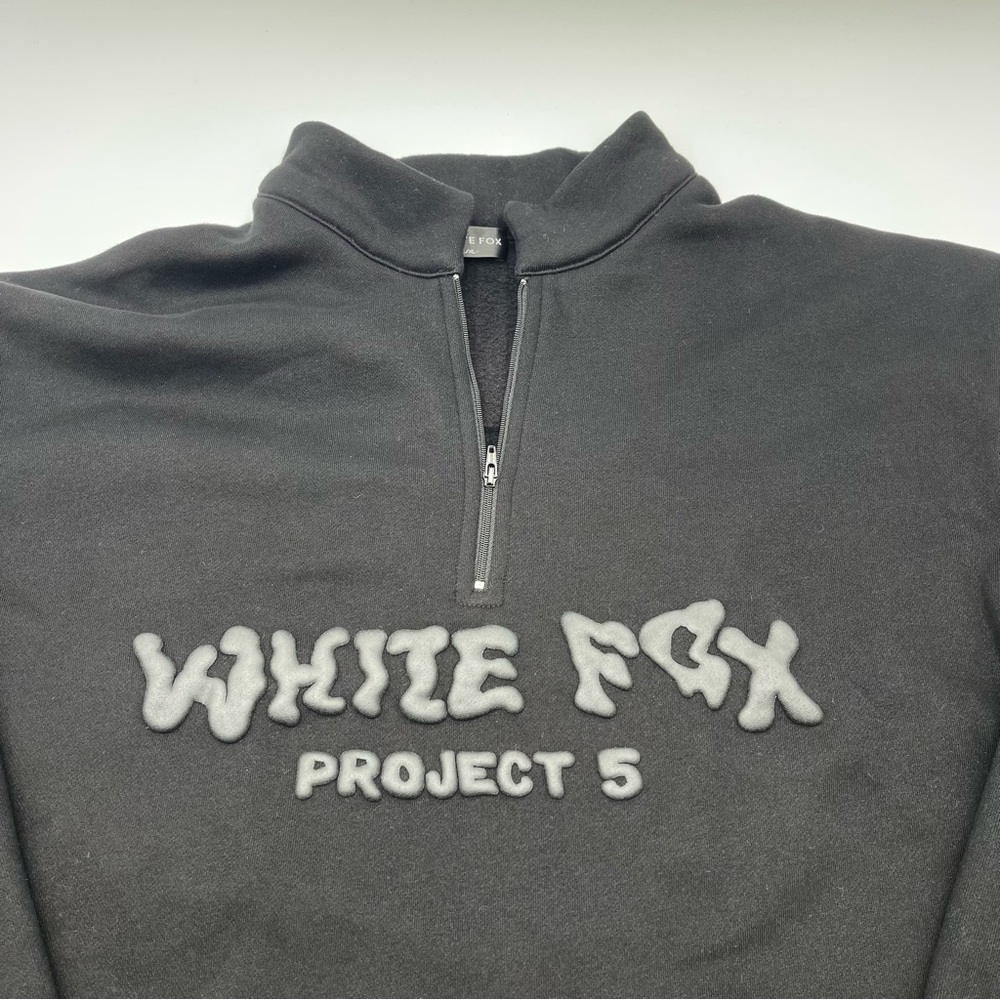 White Fox Boutique Project 5 1/4 Zip Black Sweatshirt Size L/XL Pullover Casual - Picture 4 of 11